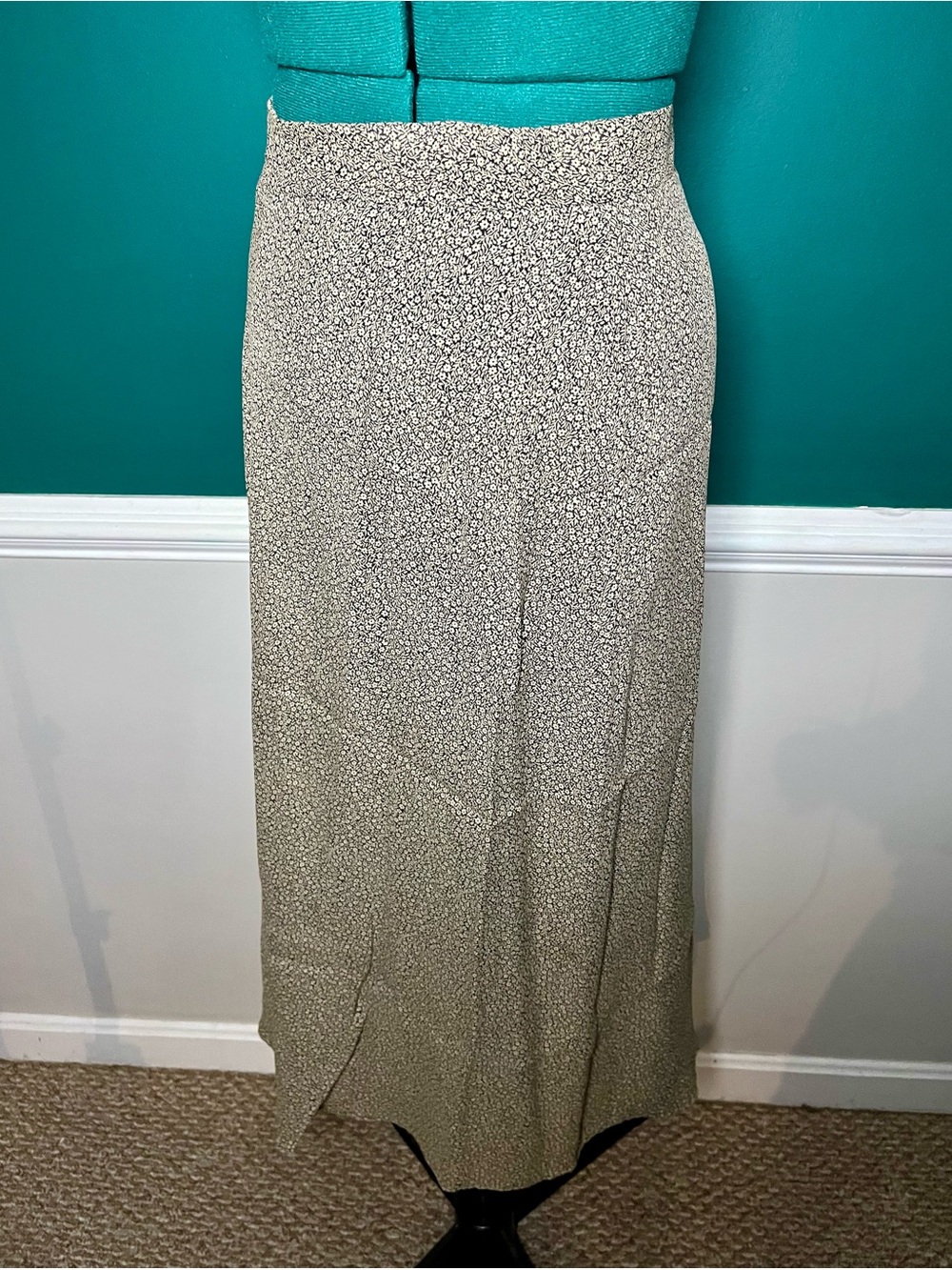 90’a vintage Floral Print Beige Maxi Skirt